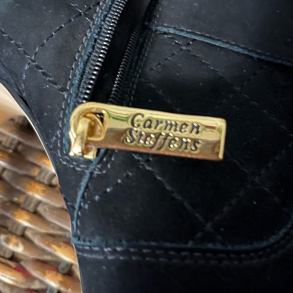 CARMEN STEFFENS Classy & sassy black  suede style zip up high heel ankle boots - Picture 7 of 9